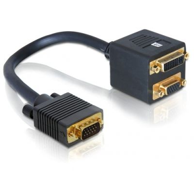 DeLOCK Adapter VGA male > VGA + DVI 29 female 0,2 m VGA (D-Sub) DVI + VGA (D-Sub) Schwarz