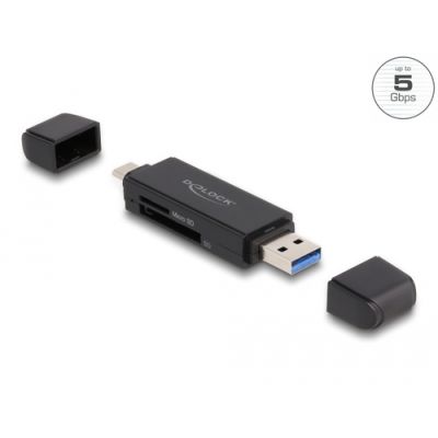 DeLOCK 91004 Kartenleser USB 3.2 Gen 1 (3.1 Gen 1) Type-A/Type-C Schwarz