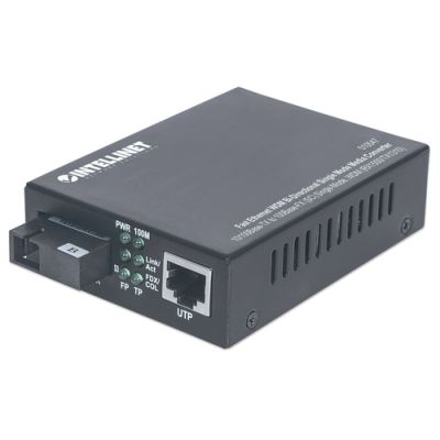 Intellinet Fast Ethernet WDM bidirektionaler Singlemode Medienkonverter, 10/100Base-TX auf 100Base-FX (SC) Single Mode, 20 km, WDM (RX1550/TX1310)