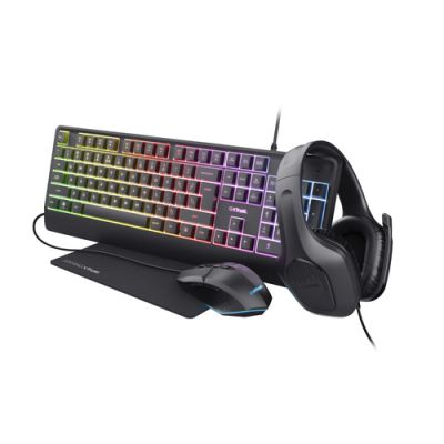 Trust GXT 792 QUADROX Tastatur Maus enthalten USB QWERTY US Englisch Schwarz