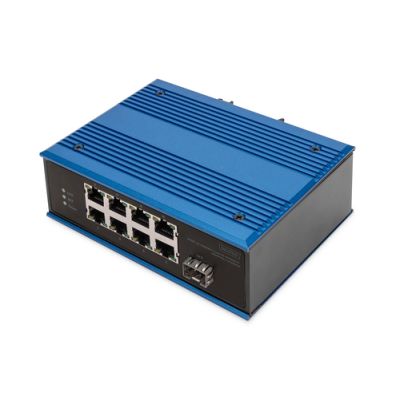 Digitus 8 Port Fast Ethernet Netzwerk PoE Switch, Industrial, Unmanaged, 1 SFP Uplink