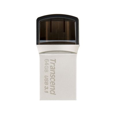 Transcend JetFlash 890 64GB USB-Stick USB Type-A / USB Type-C 3.2 Gen 1 (3.1 Gen 1) Schwarz, Silber