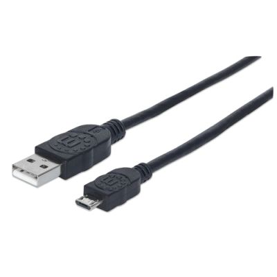 Manhattan Hi-Speed USB Micro-B Anschlusskabel, USB 2.0, Typ A Stecker - Micro-B Stecker, 480 Mbps, 0,5 m, Schwarz