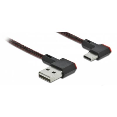 DeLOCK EASY-USB 2.0 Kabel Typ-A Stecker zu USB Type-C™ Stecker gewinkelt links / rechts 2 m schwarz