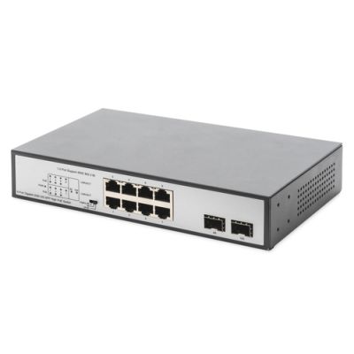 Digitus 8-Port Gigabit PoE Switch, 19 Zoll, Unmanaged, 2 Uplinks