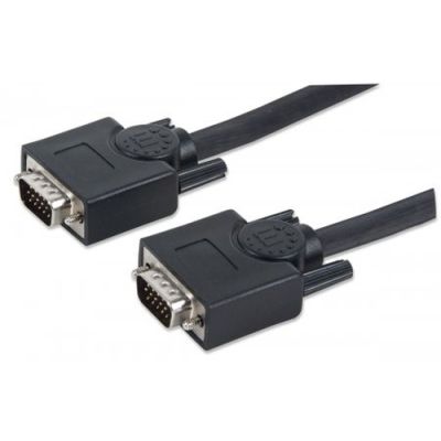 Manhattan SVGA Monitorkabel, HD15 Stecker auf HD15 Stecker, 30 m, schwarz