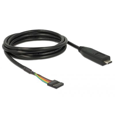 DeLOCK 63947 Serien-Kabel Schwarz 2 m USB 2.0 Type-C 6 pin pin header pitch: 2.54 mm