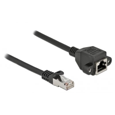 DeLOCK Netzwerk Verlängerungskabel S/FTP RJ45 Stecker zu RJ45 Buchse Cat.6A 5 m schwarz
