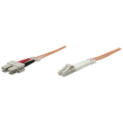 Intellinet Glasfaser LWL-Anschlusskabel, Duplex, Multimode, LC/SC, 50/125 µm, OM2, 2 m, orange
