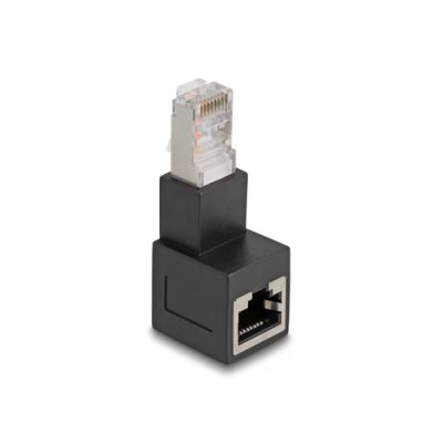 DeLOCK RJ45 Stecker zu RJ45 Buchse Adapter Cat.6A 90° nach unten gewinkelt