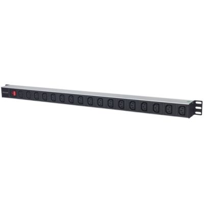 Intellinet 17-fach Steckdosenleiste mit C13-Kaltgerätesteckdosen, vertikale Rackmontage, PDU mit abnehmbarem Stromkabel (2 m), Netzschalter und rückseitigem C14-Stromeingang