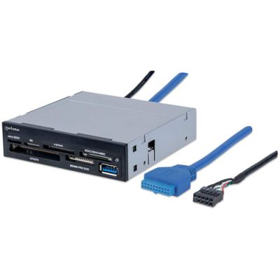 Manhattan USB 3.2 Gen 1 Multi-Card Reader/Writer, 3,5"-Einbau, 48-in-1, 5 Gbit/s Übertragungsrate, schwarz