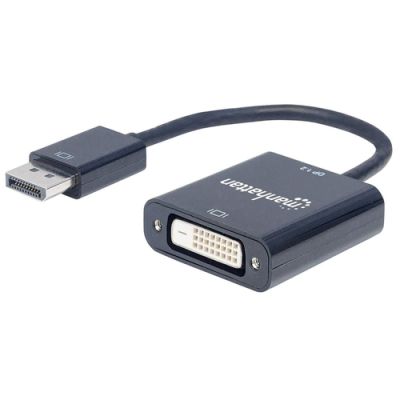 Manhattan DisplayPort 1.2a auf DVI-Adapter, DisplayPort 1.2a-Stecker auf DVI-D-Buchse, aktiv, 23 cm, schwarz
