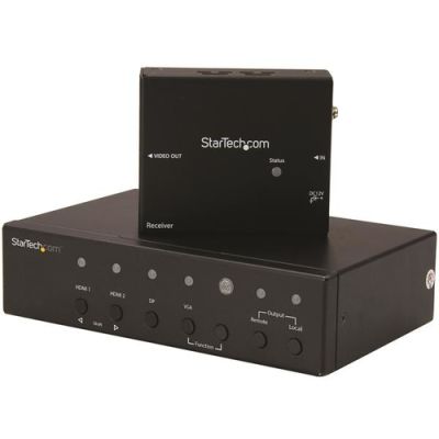 StarTech.com Multi-Input HDBaseT Extender mit eingebautem Switch - DisplayPort, VGA und HDMI over CAT5 oder CAT6 - bis zu 4K