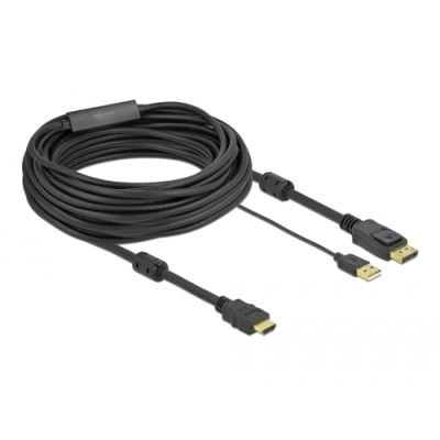 DeLOCK 85968 Videokabel-Adapter 10 m HDMI Typ A (Standard) DisplayPort + USB Type-A Schwarz
