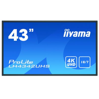 iiyama LH4342UHS-B3 Signage-Display Digital Signage Flachbildschirm 108 cm (42.5") IPS 500 cd/m² 4K Ultra HD Schwarz Eingebauter Prozessor Android 8.0 18/7