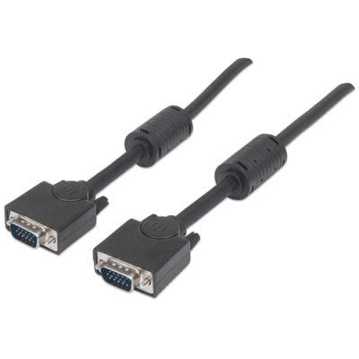 Manhattan SVGA Monitorkabel mit Ferritkernen, HD15 Stecker auf HD15 Stecker mit Ferritkernen, schwarz, 3 m