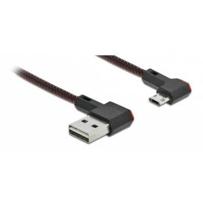 DeLOCK EASY-USB 2.0 Kabel Typ-A Stecker zu EASY-USB Typ Micro-B Stecker gewinkelt links / rechts 1 m schwarz