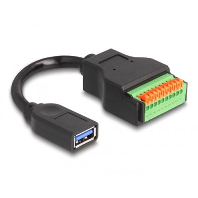 DeLOCK 66241 USB Kabel 0,15 m USB 3.2 Gen 1 (3.1 Gen 1) USB A 10-pin terminal block Schwarz, Grün