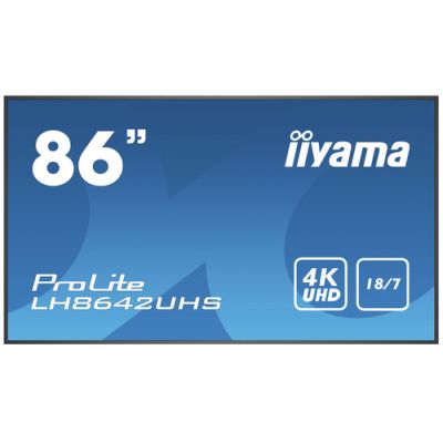 iiyama LH8642UHS-B3 Signage-Display Digital Signage Flachbildschirm 2,17 m (85.6") IPS 500 cd/m² 4K Ultra HD Schwarz Eingebauter Prozessor Android 8.0 18/7
