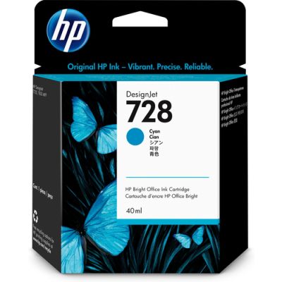 HP 728 Cyan DesignJet Druckerpatrone, 40 ml