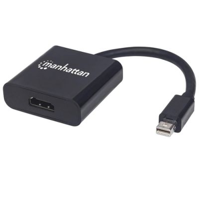 Manhattan Aktiver Mini-DisplayPort auf HDMI-Adapter, Mini-DisplayPort-Stecker auf HDMI-Buchse, 4K@60Hz, schwarz, Polybagverpackung