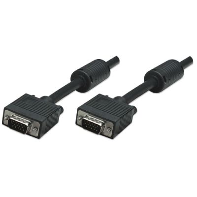 Manhattan SVGA Monitorkabel mit Ferritkernen, HD15 Stecker auf HD15 Stecker mit Ferritkernen, schwarz, 15 m
