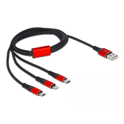 DeLOCK 86709 USB Kabel 1 m USB 2.0 USB A USB C/Lightning Schwarz, Rot