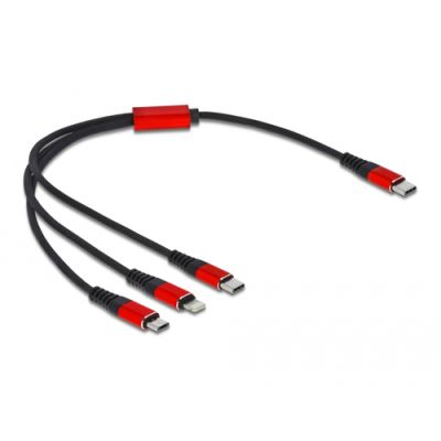 DeLOCK 86710 USB Kabel 0,3 m USB 2.0 USB C USB C/Micro-USB B/Lightning Schwarz, Rot