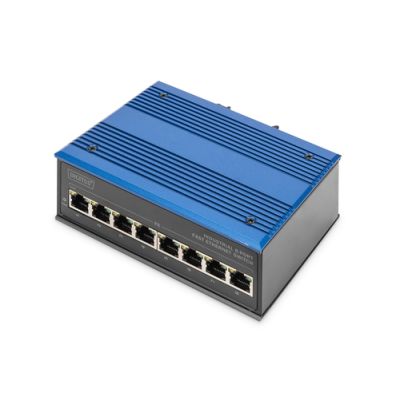 Digitus 8 Port Fast Ethernet Netzwerk Switch, Industrial, Unmanaged, 1 RJ45 Uplink