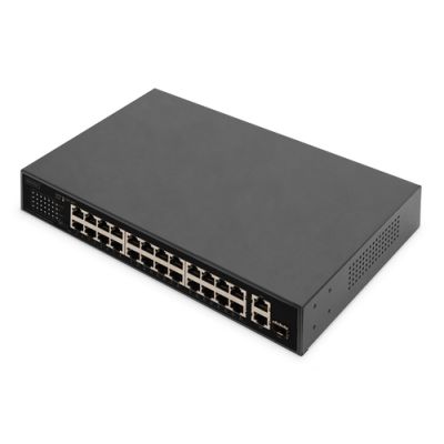Digitus 24-Port-Fast-Ethernet-PoE-Switch, 2 Gigabit-Uplinks (RJ45 / SFP)