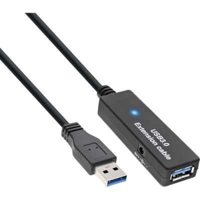 InLine USB 3.2 Gen.1 Aktiv-Verlängerung, Stecker A an Buchse A, schwarz, 20m