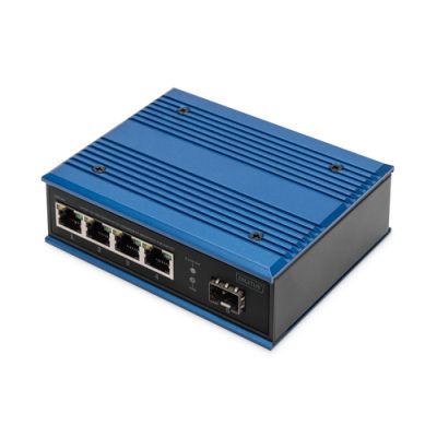 Digitus 4 Port Gigabit Ethernet Netzwerk PoE Switch, Industrial, Unmanaged, 1 SFP Uplink