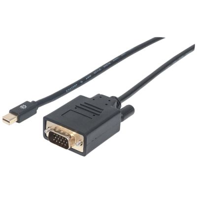Manhattan Mini-DisplayPort 1.2a auf VGA-Kabel, Mini-DisplayPort 1.2a-Stecker auf VGA-Stecker, 1,8 m, schwarz