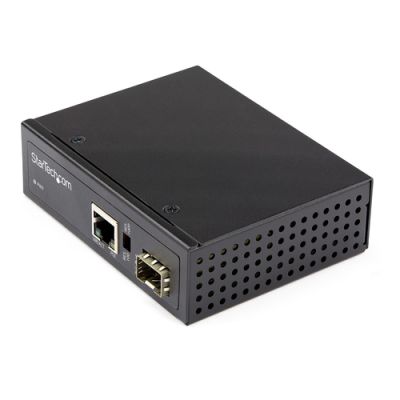 StarTech.com PoE + Industrial Media Converter 60W - Medienkonverter LWL Kupfer - Singlemode-/Multimode Glasfaser auf Kupfer Gigabit Ethernet - Mini/Kompaktgröße - IP-30/ -40°C bis 75°C