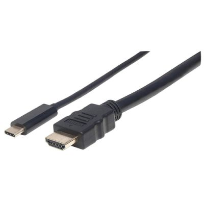 Manhattan USB Typ C auf HDMI-Adapterkabel, Konvertiert das Alternate-Mode-Signal in ein HDMI 4K-Ausgangssignal, 1 m, schwarz