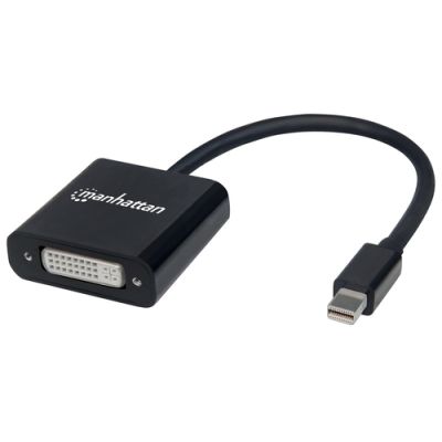 Manhattan Aktiver Mini-DisplayPort auf DVI-I-Adapter, Mini-DisplayPort-Stecker auf DVI-I Dual-Link-Buchse, 4K@30Hz, schwarz, Polybagverpackung