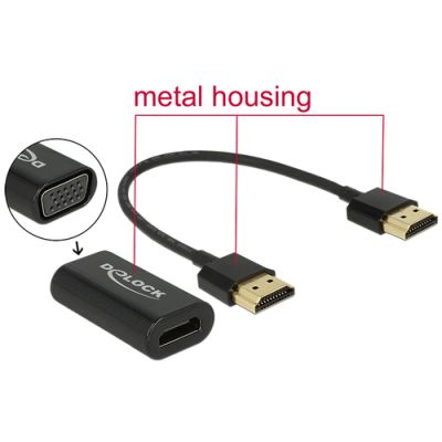 DeLOCK 0.15m, HDMI/VGA 0,15 m VGA (D-Sub) Schwarz