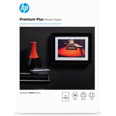 HP Premium Plus Fotopapier, Satin, 300 g/m2, A4 210 x 297 mm, 20 Blatt