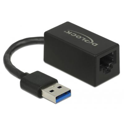 DeLOCK Adapter SuperSpeed USB (USB 3.2 Gen 1) mit USB Typ-A Stecker > Gigabit LAN 10/100/1000 Mbps kompakt schwarz