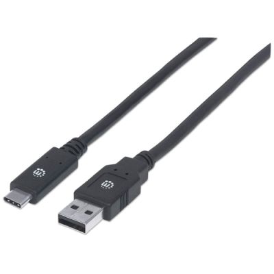 Manhattan USB 3.1 Typ C Gen1-Kabel, Typ C-Stecker auf Typ A-Stecker, 5 Gbit/s, 2 m, schwarz