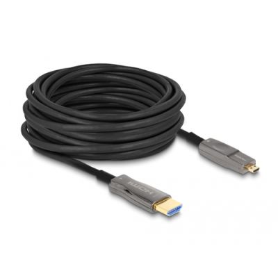 DeLOCK 86005 HDMI-Kabel 10 m HDMI Typ A (Standard) HDMI Typ D (Mikrofon) Schwarz, Grau