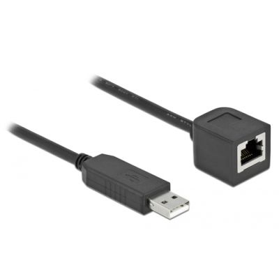 DeLOCK Serielles Anschlusskabel mit FTDI Chipsatz, USB 2.0 Typ-A Stecker zu RS-232 RJ45 Stecker 50 cm schwarz