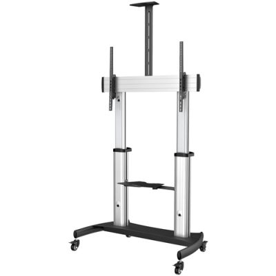 StarTech.com TV-Wagen - Heavy Duty Fernsehständer mit Rollen für 60-100 Zoll-Displays (100kg) - Höhenverstellbarer, rollender Flachbildschirm-Bodenständer - Universal-Fernsehhalterung mit Ablage