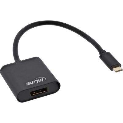 InLine USB Display Konverter, USB-C Stecker zu DisplayPort 4K/60Hz schwarz