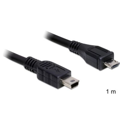 DeLOCK 1m USB2.0 microB/miniB USB Kabel Micro-USB B Mini-USB B Schwarz
