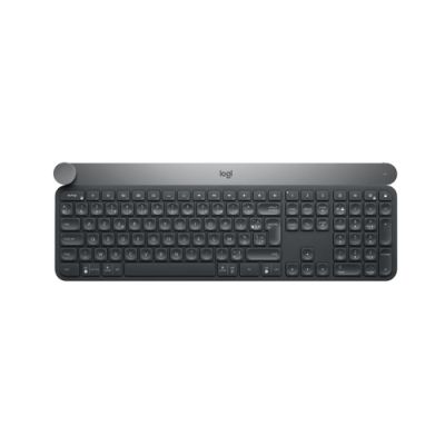 Logitech Craft Advanced keyboard with creative input dial Tastatur RF Wireless + Bluetooth AZERTY Belgisch Schwarz, Grau