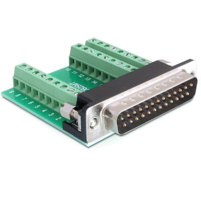DeLOCK 65318 Drahtverbinder Sub-D 25 Schwarz, Grün, Silber