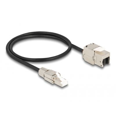 DeLOCK 87204 Netzwerkkabel Schwarz, Silber 0,5 m Cat6a S/FTP (S-STP)