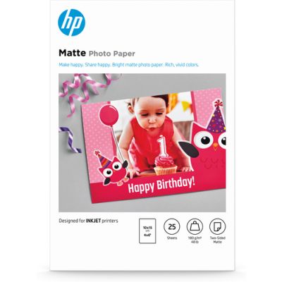 HP Mattes Fotopapier, 180 g/m2, 10 x 15 cm (101 x 152 mm), 25 Blatt